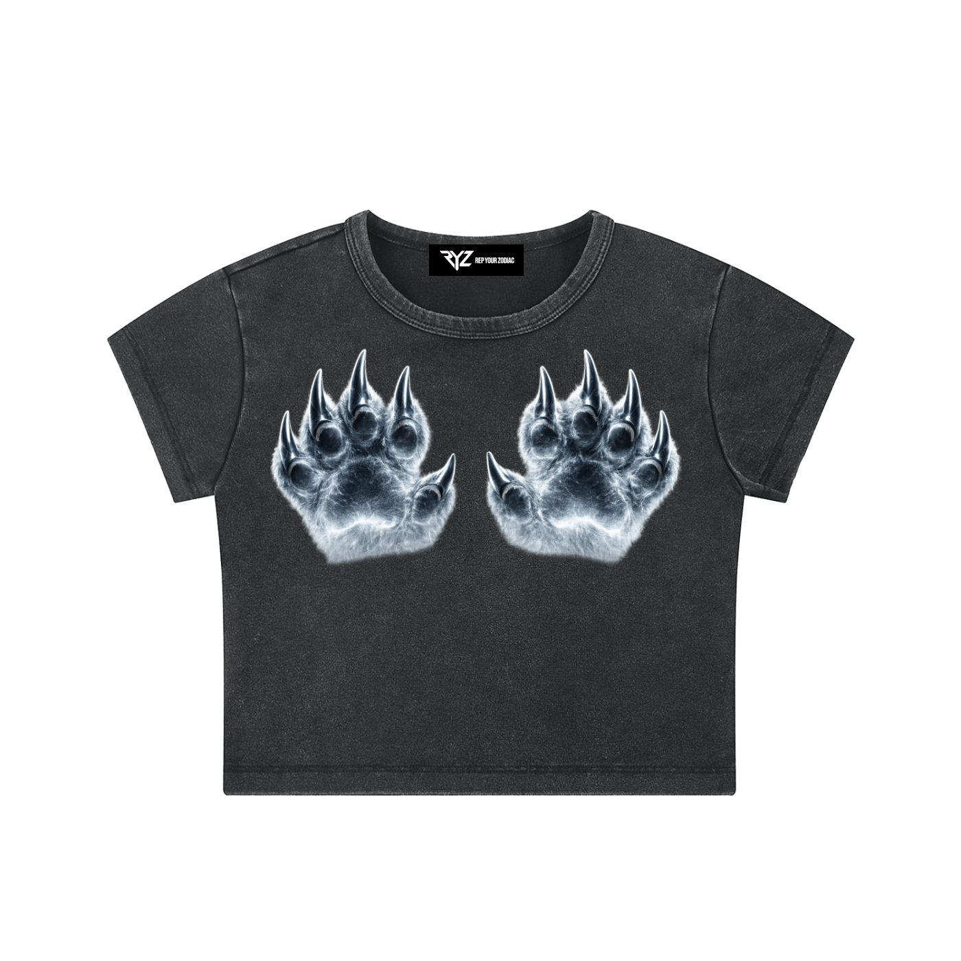 LEO LION CLAW MINERAL WASH CROP TOP (WOMEN)